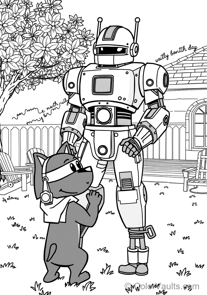 Bandit (dad) Pretending to Be a Giant Robotic Statue (Scene 6)