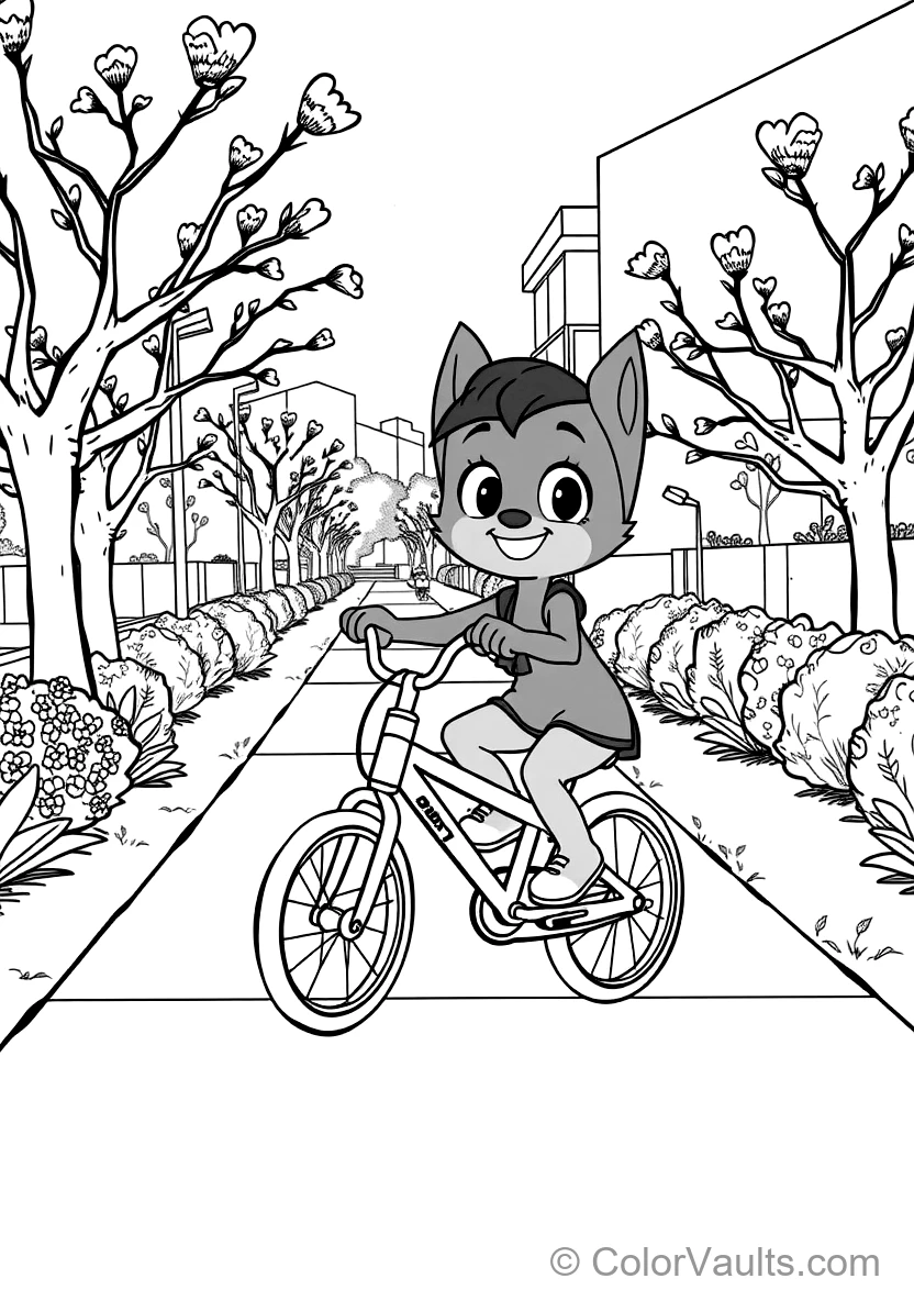 Bluey Riding Her Bicycle avec Training Wheels Down (Scene 6)