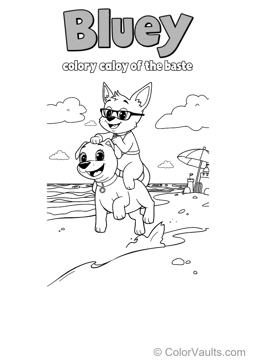 Bandit Carrying Bluey und Bingo on His Shoulders for a (Scene 5)
