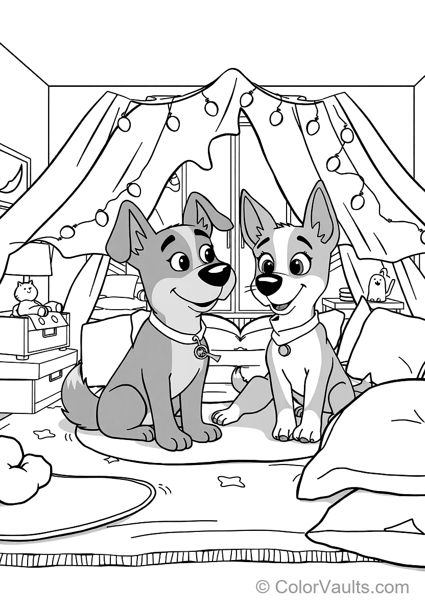 Bluey et Bingo Building an Elaborate Indoor Fort (Scene 8)
