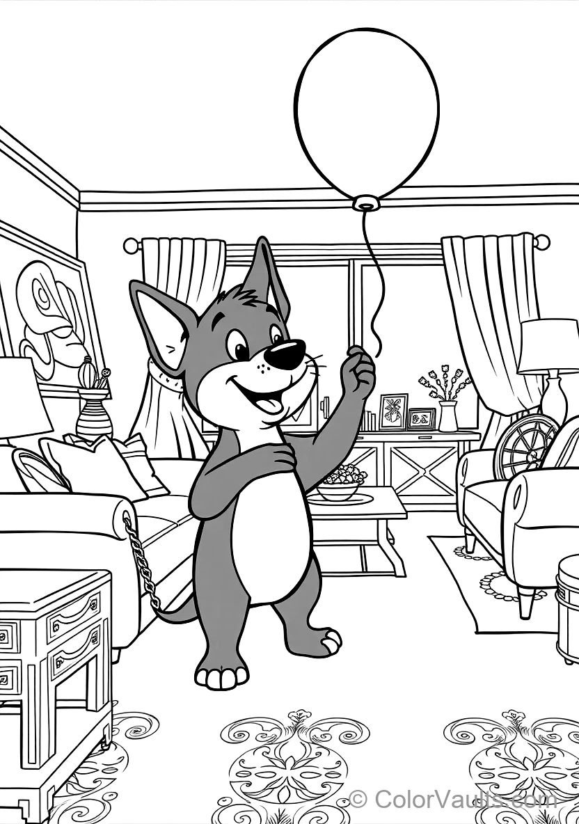 Bingo Playing Keepy-uppy mit a Red Balloon Gently (Scene 6)