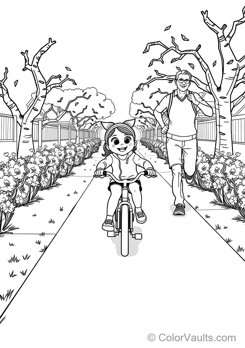 Bluey Riding Her Bicycle mit Training Wheels Down (Scene 7)
