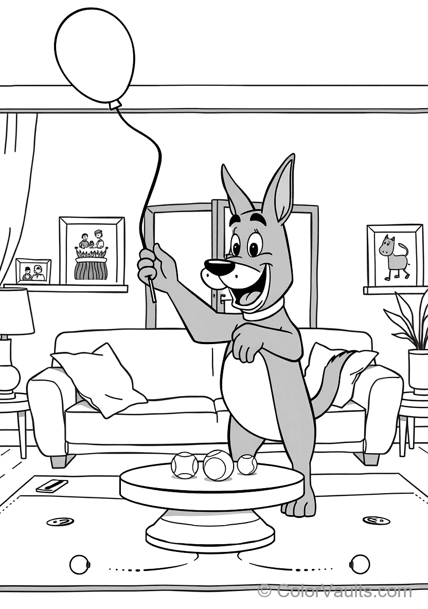 Bingo Playing Keepy-uppy avec a Red Balloon Gently (Scene 7)