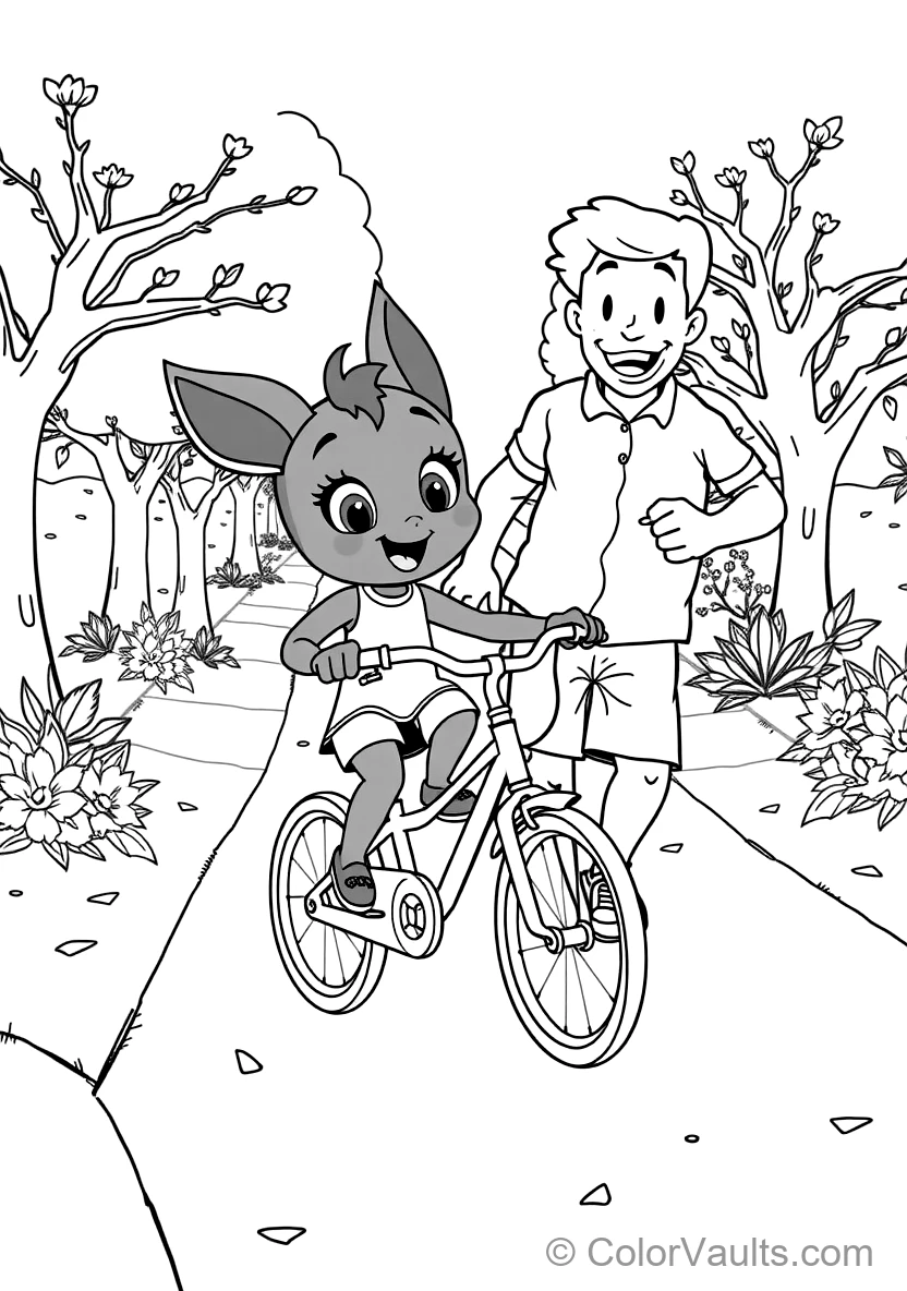 Bluey Riding Her Bicycle with Training Wheels Down (Scene 9)