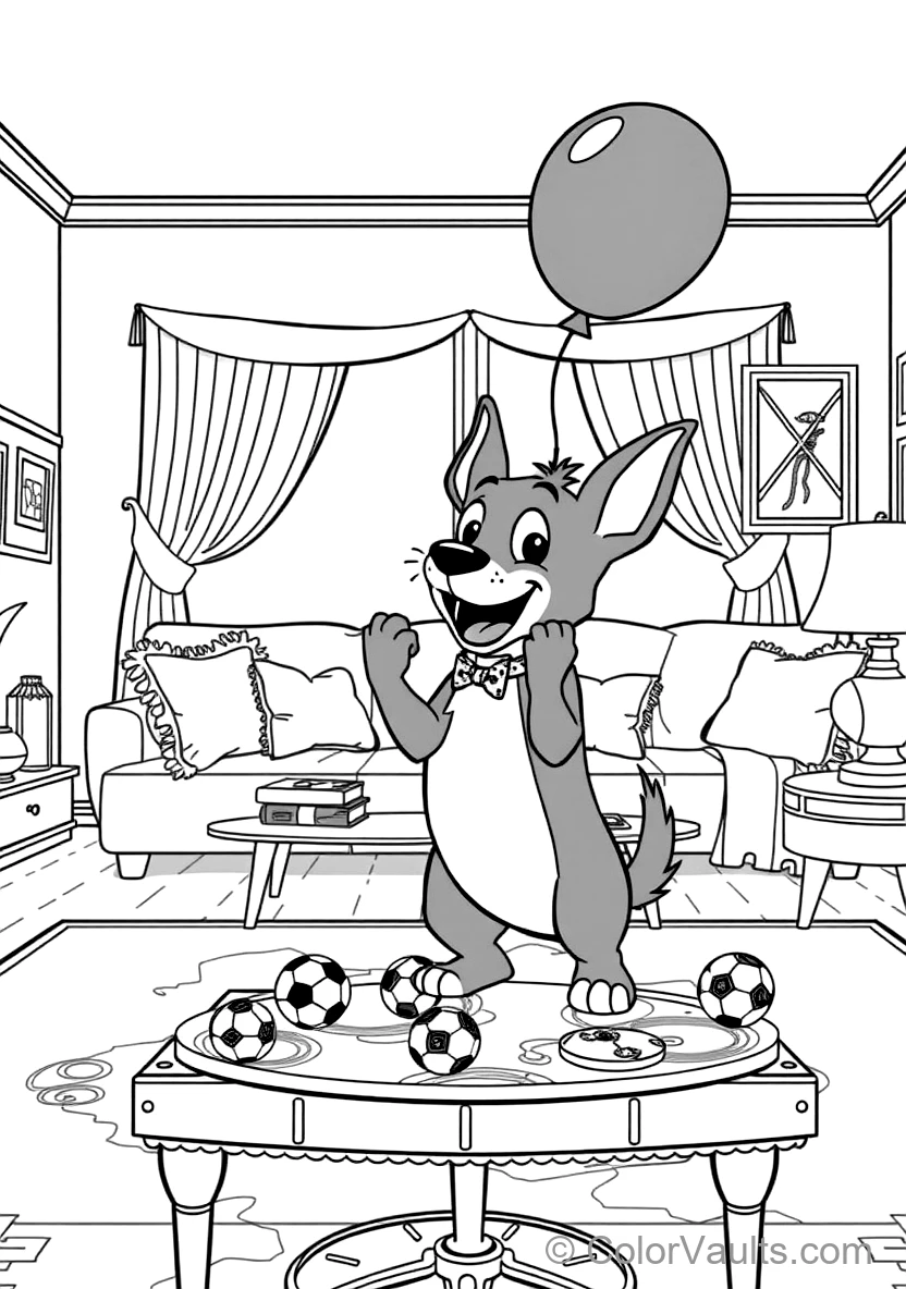 Bingo Playing Keepy-uppy with a Red Balloon Gently (Scene 8)