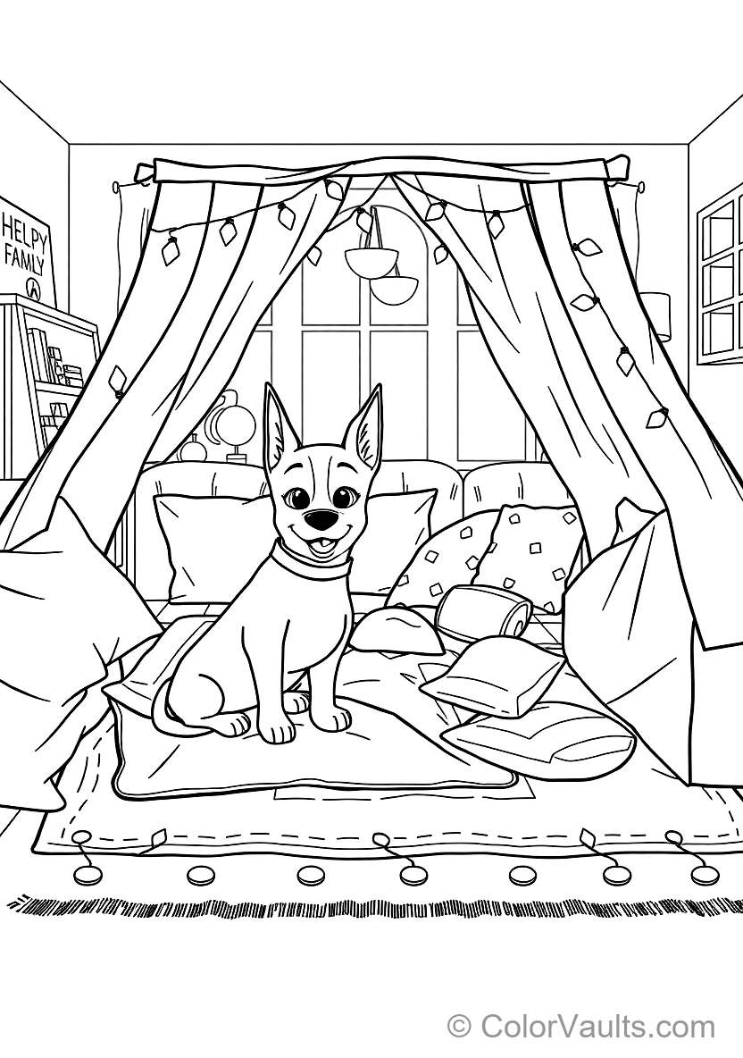 Bluey and Bingo Building an Elaborate Indoor Fort (Scene 9)