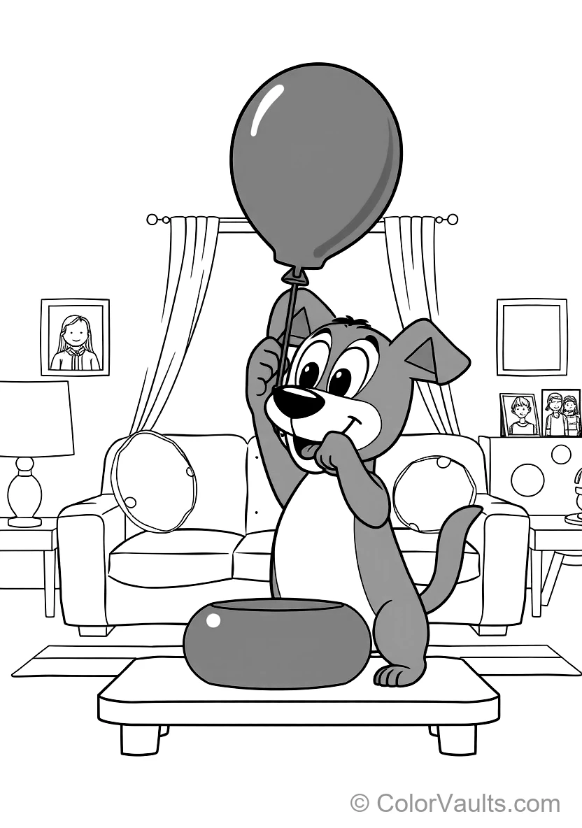 Bingo Playing Keepy-uppy with a Red Balloon Gently (Scene 9)