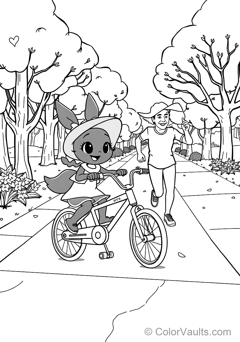 Bluey Riding Her Bicycle with Training Wheels Down (Scene 11)