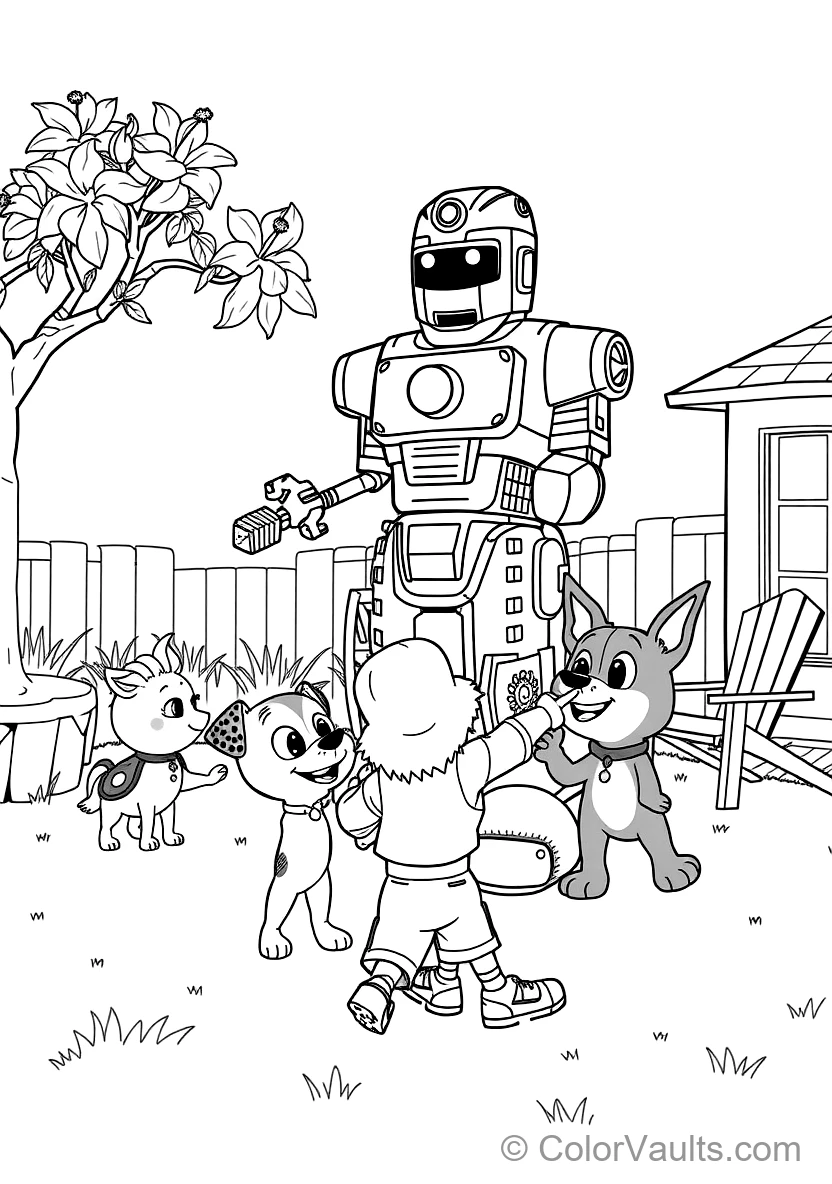 Bandit (dad) Pretending to Be a Giant Robotic Statue (Scene 10)