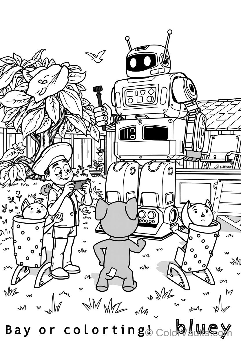 Bandit (dad) Pretending to Be a Giant Robotic Statue (Scene 11)