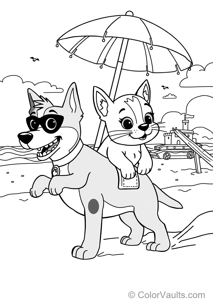 Bandit Carrying Bluey et Bingo on His Shoulders for a (Scene 11)