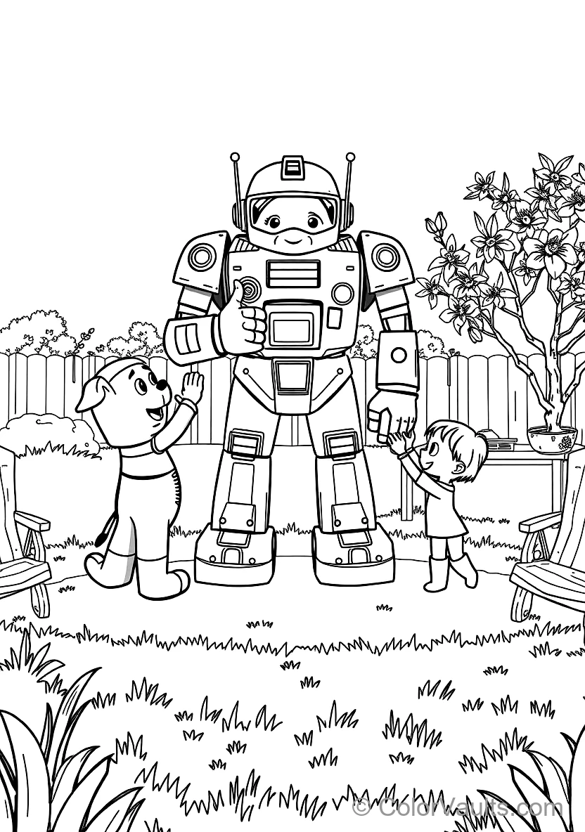 Bandit (dad) Pretending to Be a Giant Robotic Statue (Scene 12)
