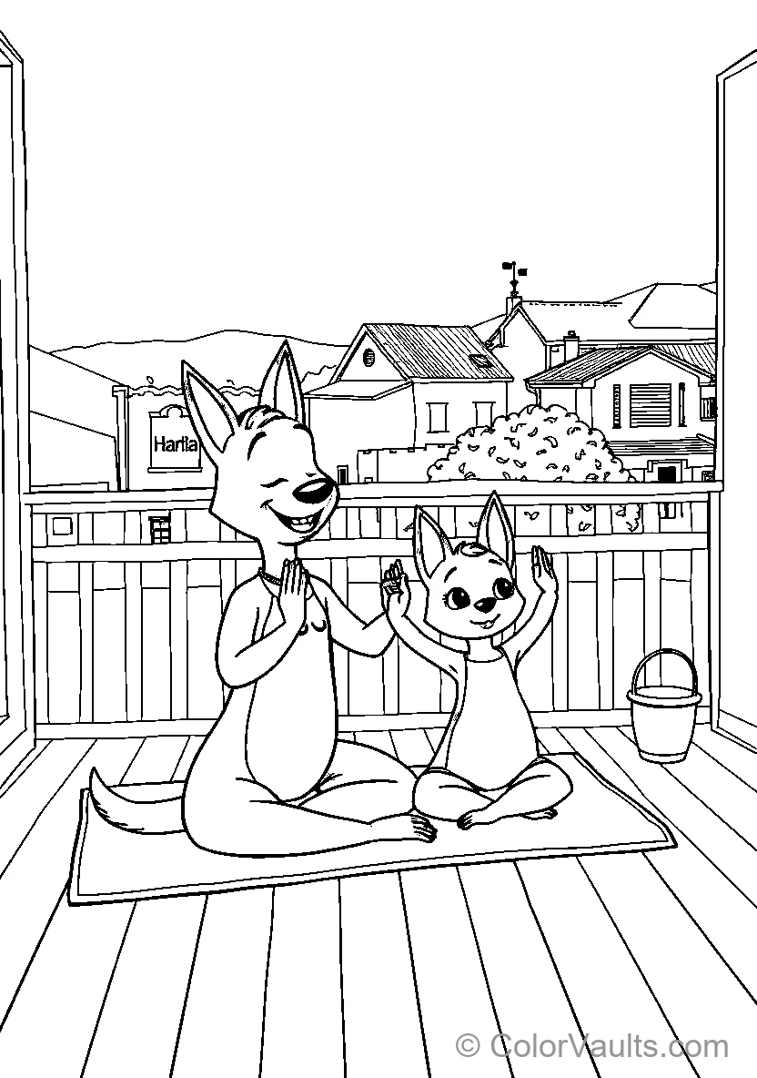 Bluey et Bingo Doing Yoga