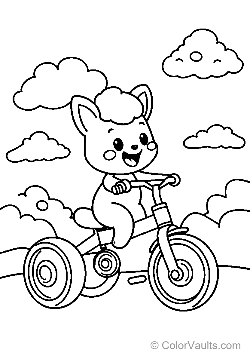 Cartoon Bear On Tricycle