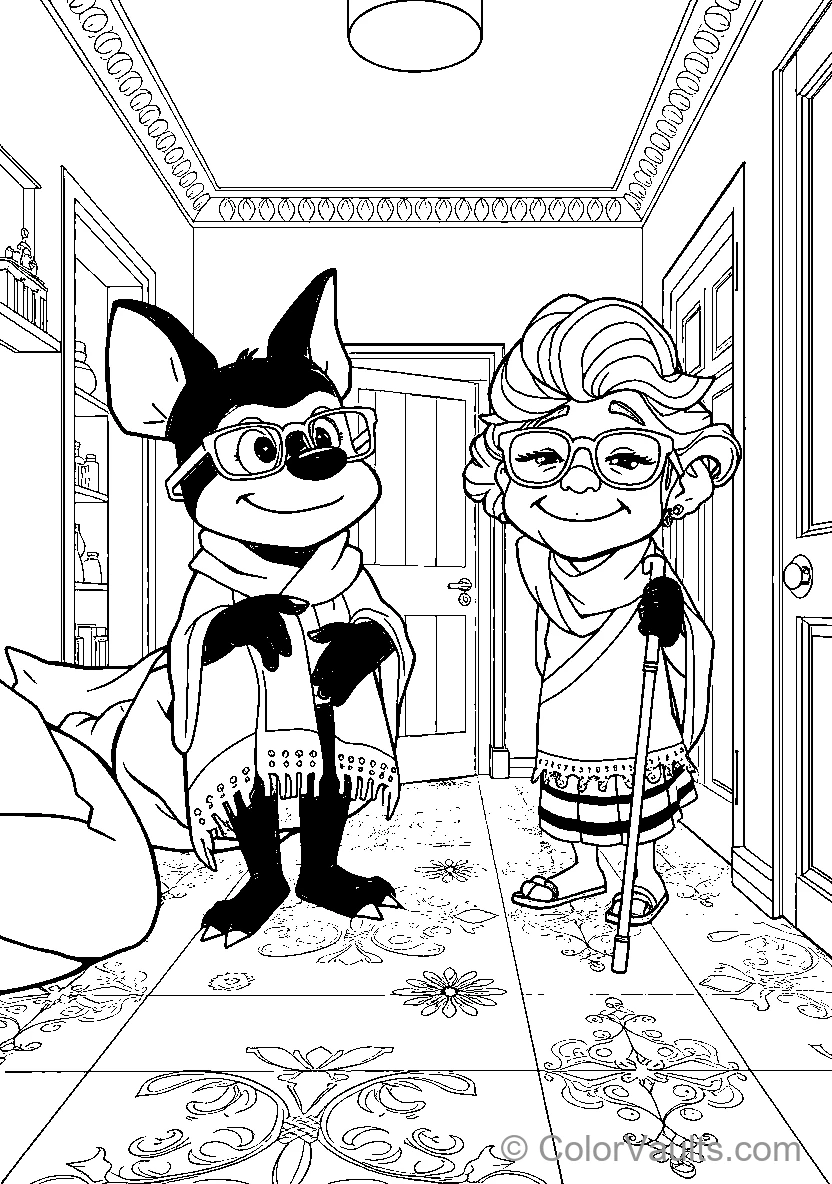 Cartoon Character Meets Elderly Woman