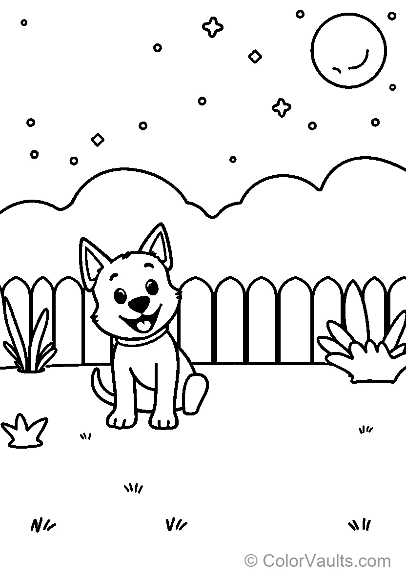 Cartoon Dog At Night