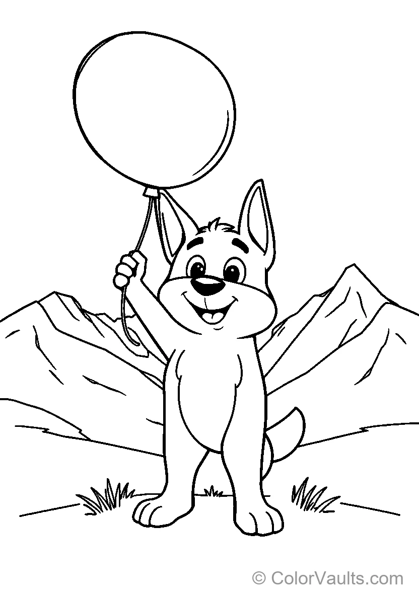 Cartoon Dog avec Balloon (Scene 2)