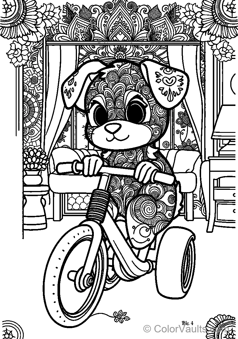 Decorated Dog On Tricycle
