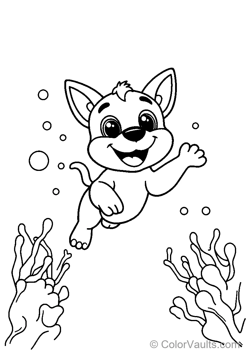 Puppy Swimming Underwater