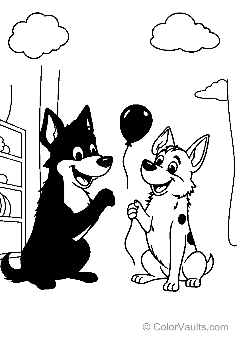 Two Joyeux Cartoon Dogs (Scene 3)