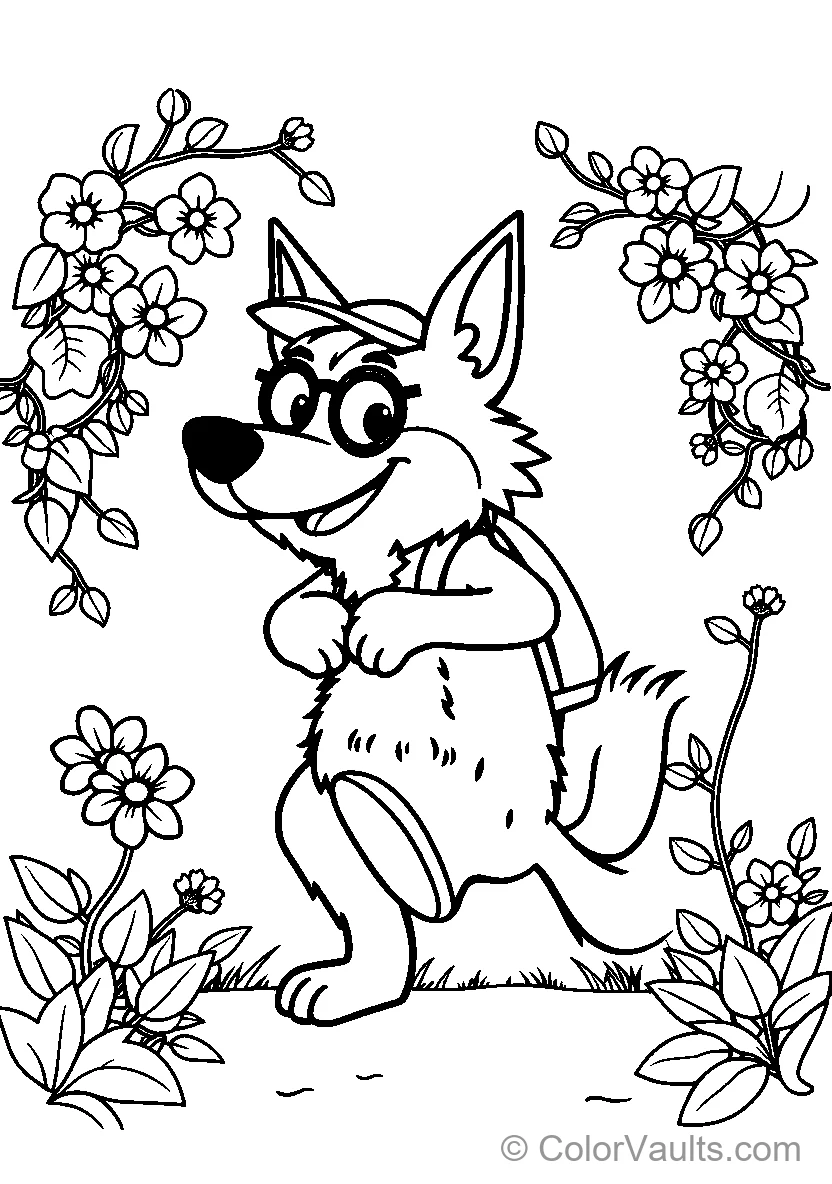 Wolf avec Glasses In Flower Garden