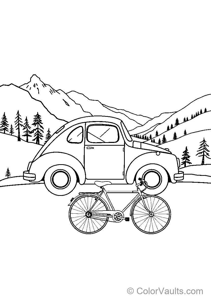 Car Carrying Bicycle In Mountainous Landscape