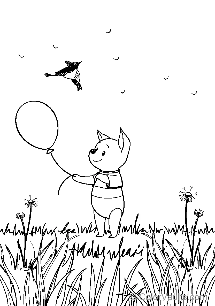 Cartoon Character Holding Balloon
