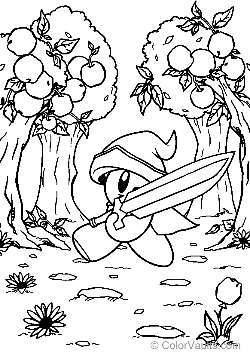 Character With Sword In Apple Orchard