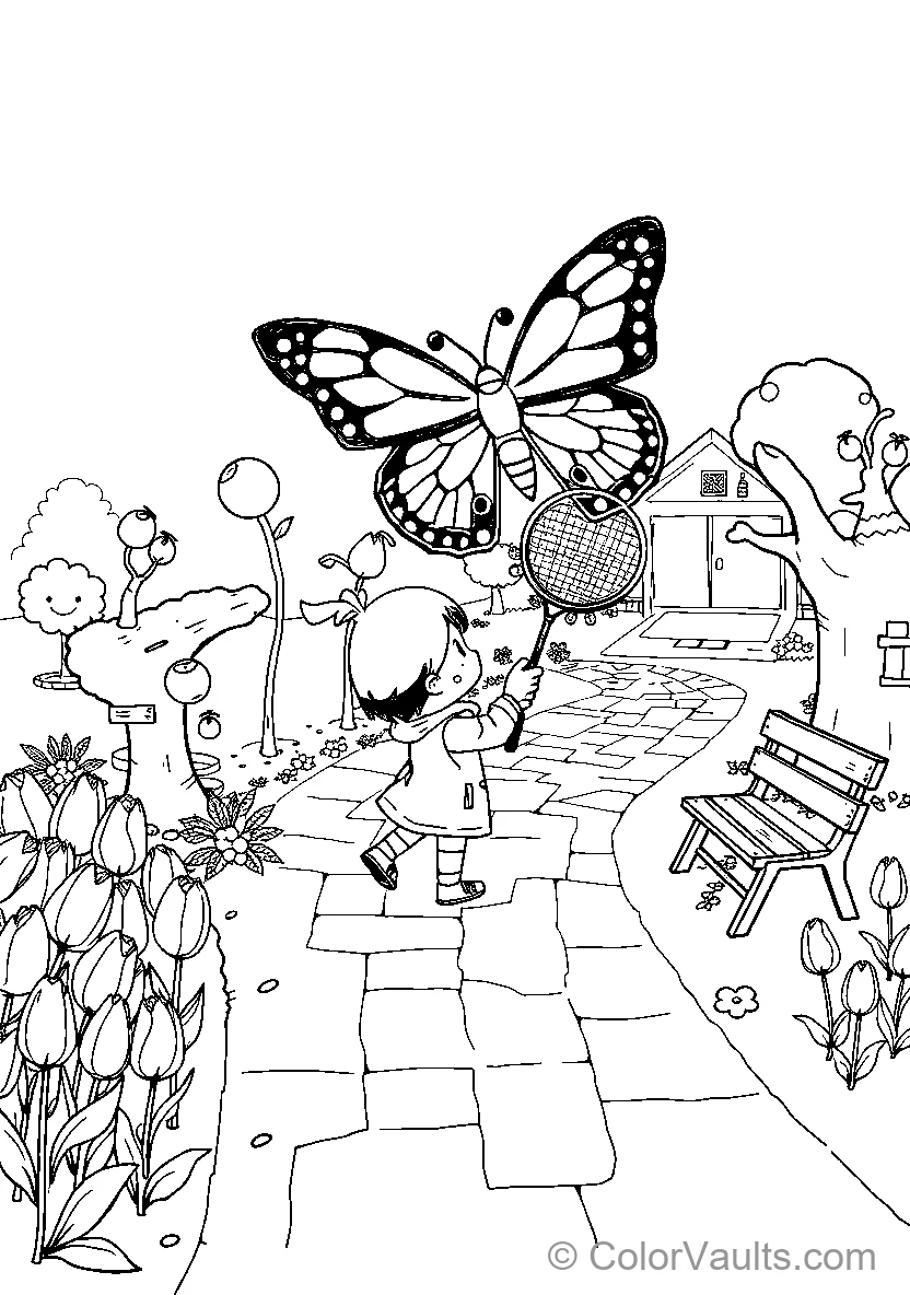Child Playing With Butterfly