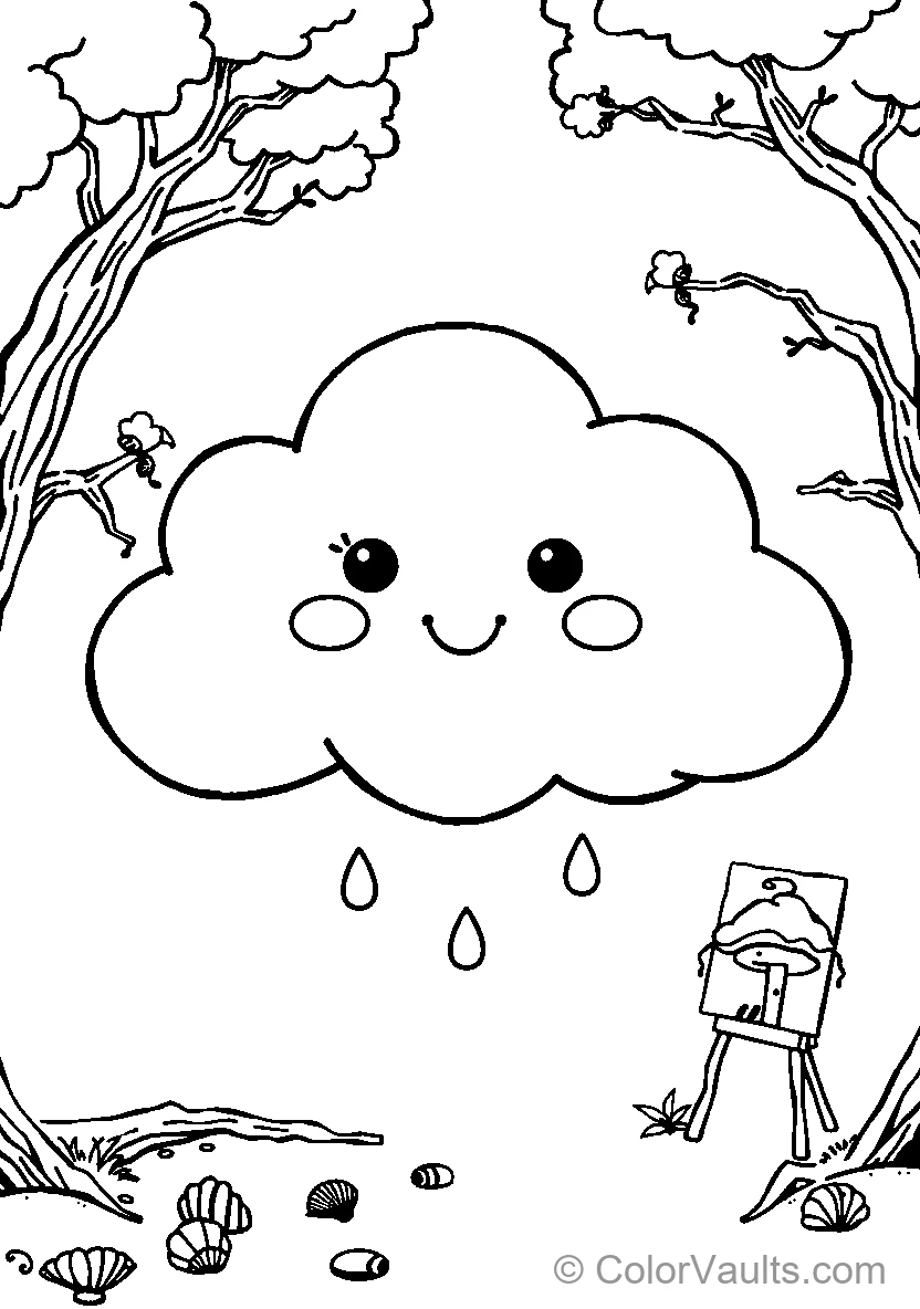 Cloud With A Face Painting Mushroom