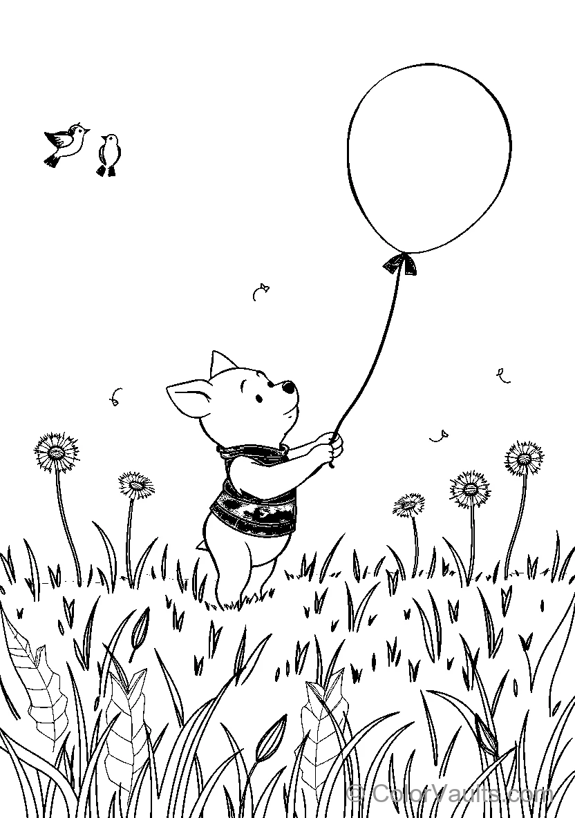 Kitten In Field With Balloon