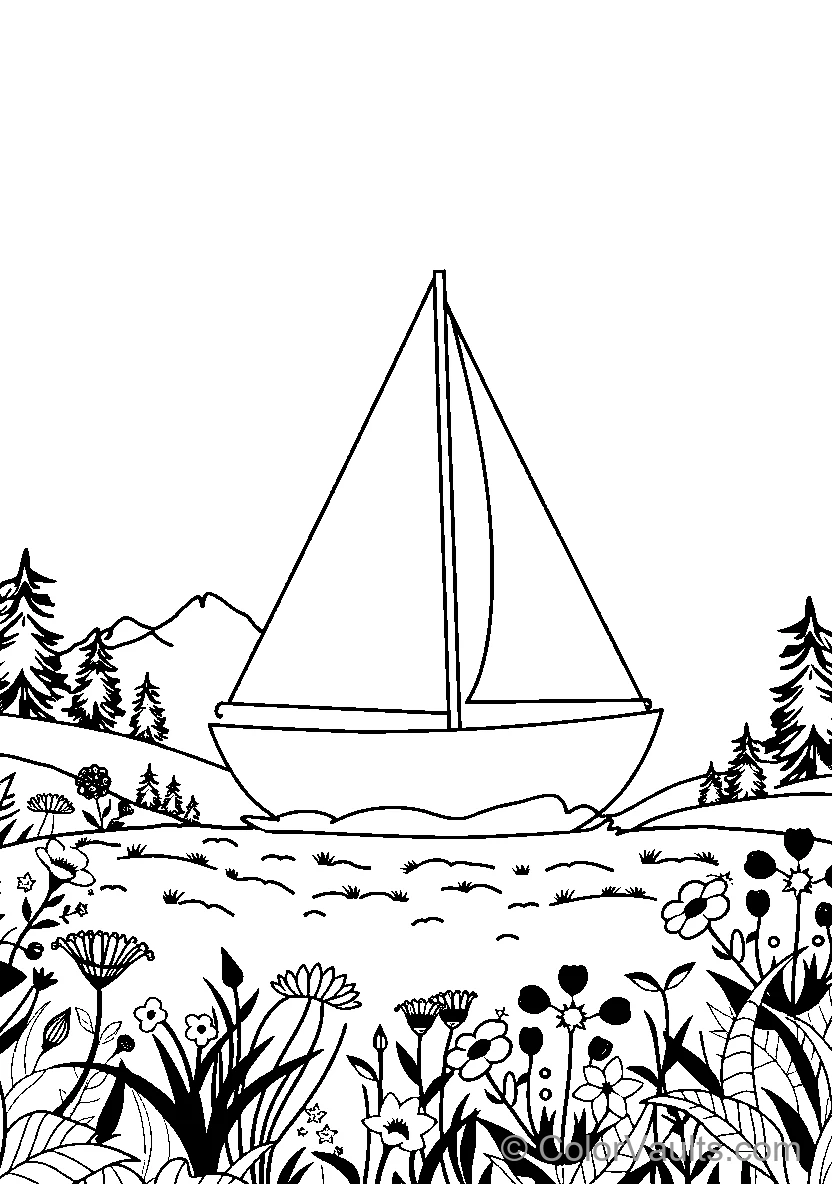Sailboat In Nature Landscape