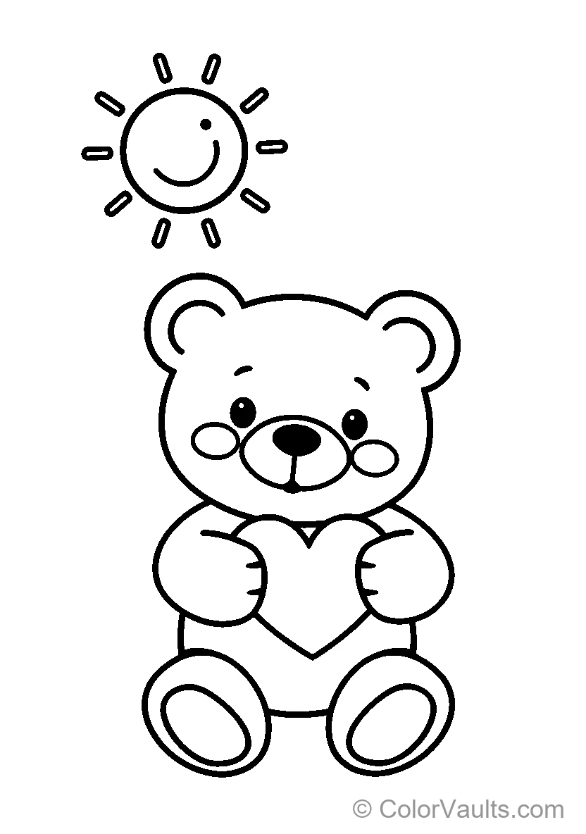 Teddy Bear Holding Heart Under Sun