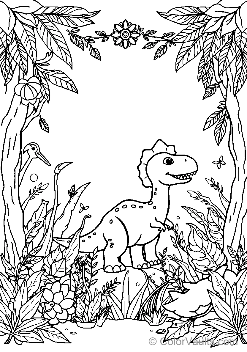 Dinosaur In A Botanical Garden
