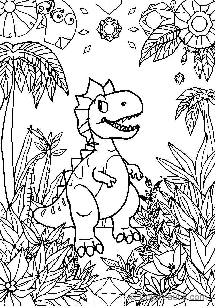 Dinosaur In A Botanical Wonderland