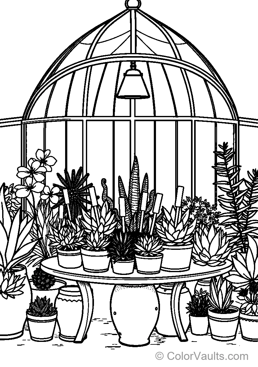 Greenhouse With Various Plants