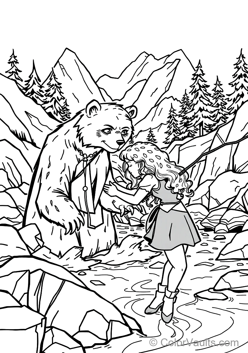 Queen Elinor As a Gentle Mother Bear and Merida