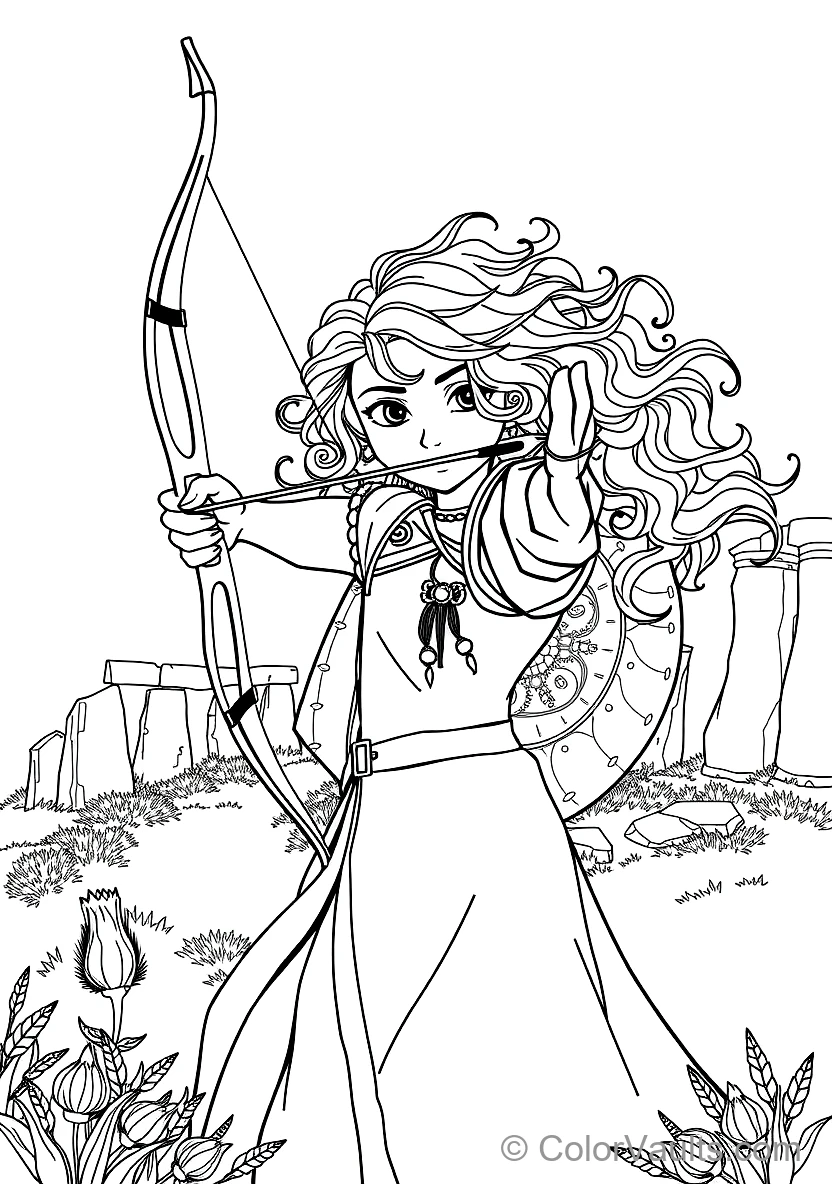 Princess Merida Drawing Her Recurve Bow Aiming at (Scene 4)