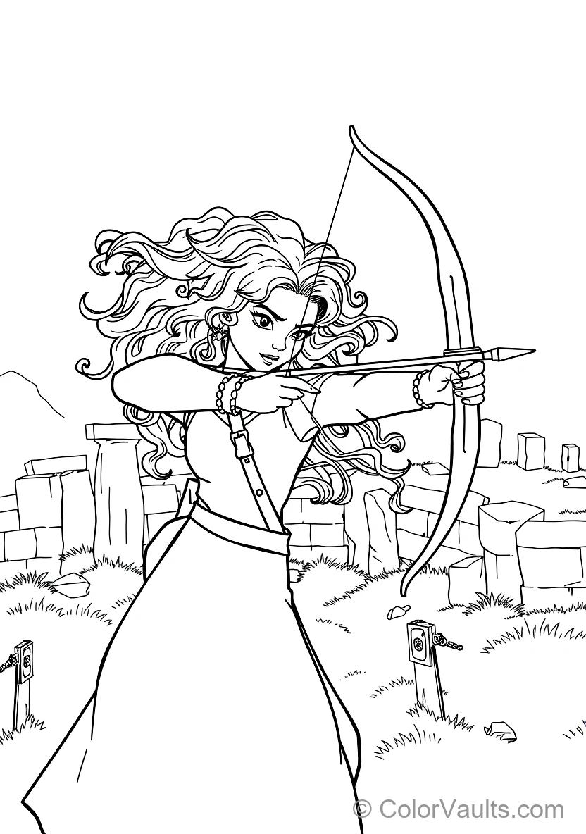 Princess Merida Drawing Her Recurve Bow Aiming at (Scene 5)