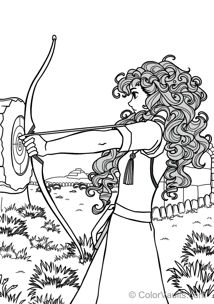 Princess Merida Drawing Her Recurve Bow Aiming at (Scene 6)