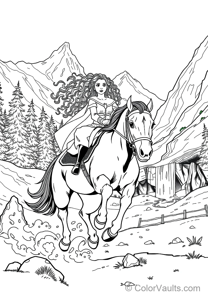 Merida Riding Her Massive Black Clydesdale Horse Angus