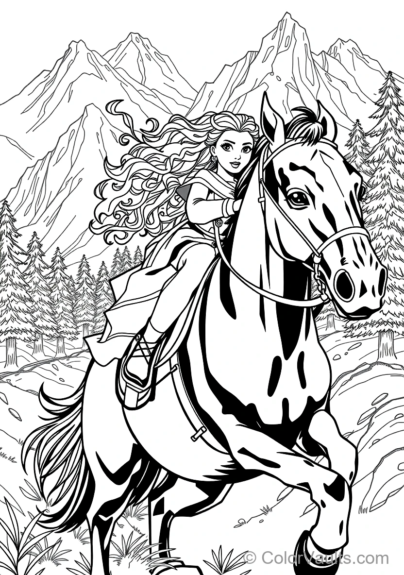 Merida Riding Her Massive Black Clydesdale Horse Angus (Scene 3)