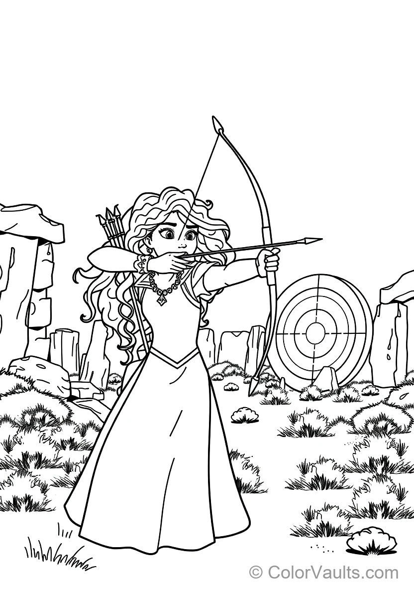 Princess Merida Drawing Her Recurve Bow Aiming at (Scene 9)