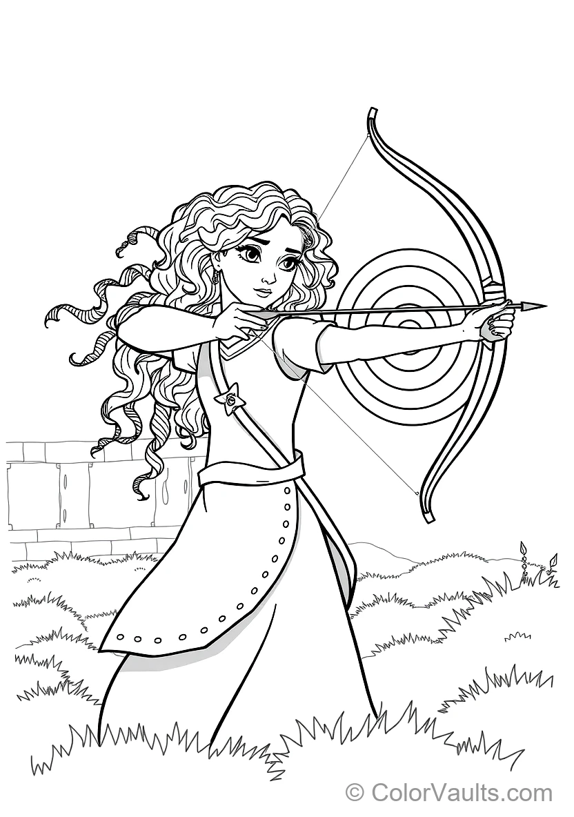 Princess Merida Drawing Her Recurve Bow Aiming at (Scene 10)