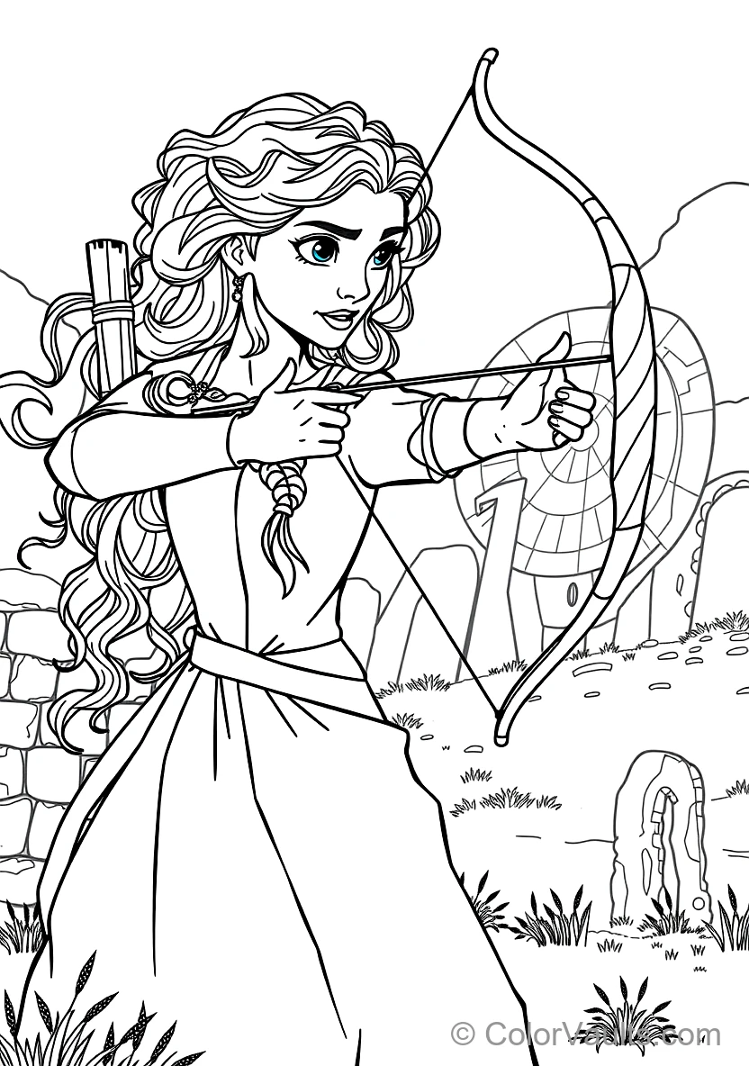 Princess Merida Drawing Her Recurve Bow Aiming at (Scene 11)