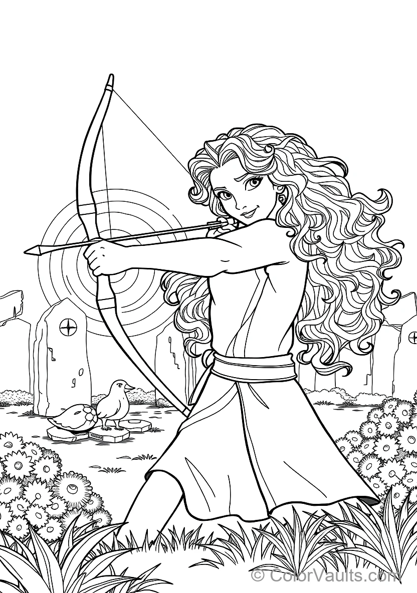 Princess Merida Drawing Her Recurve Bow Aiming at (Scene 13)