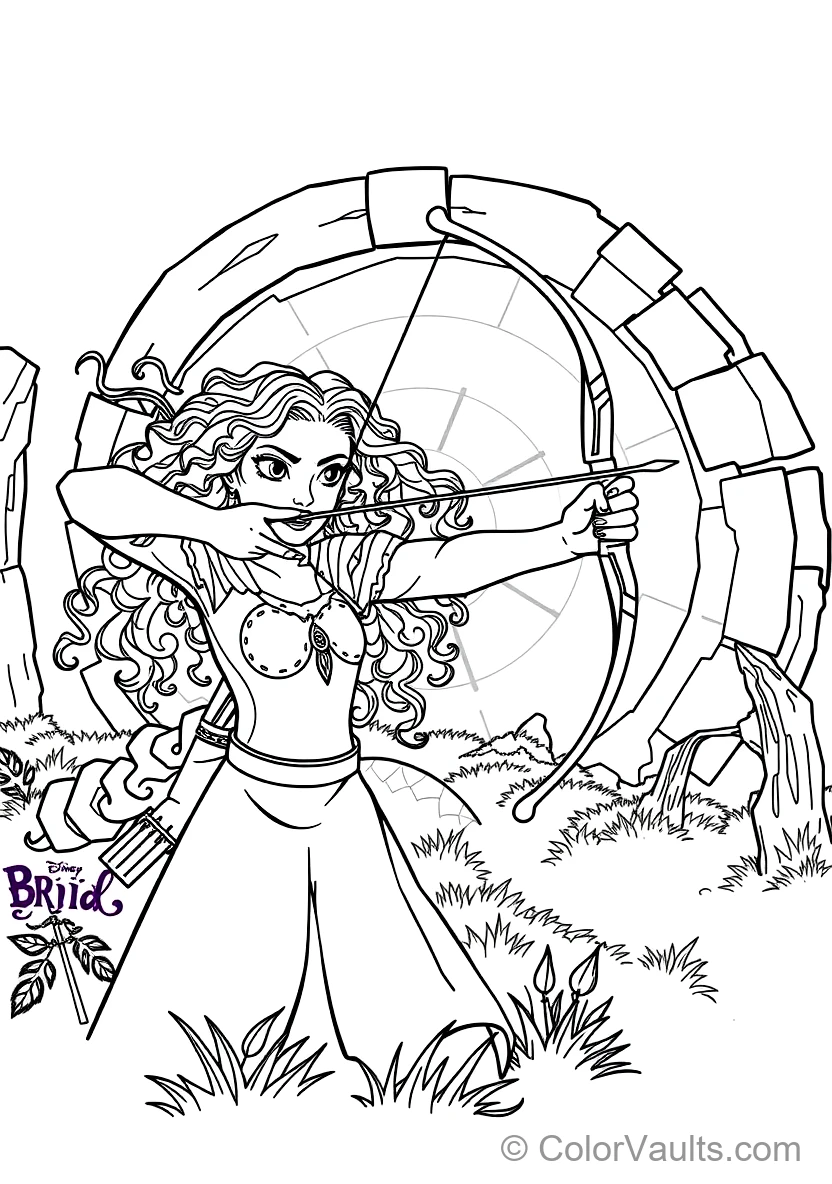 Princess Merida Drawing Her Recurve Bow Aiming at (Scene 14)