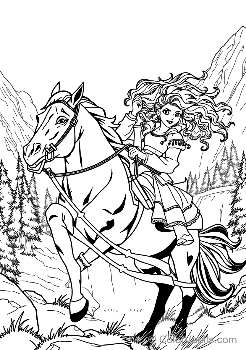 Merida Riding Her Massive Black Clydesdale Horse Angus (Scene 8)