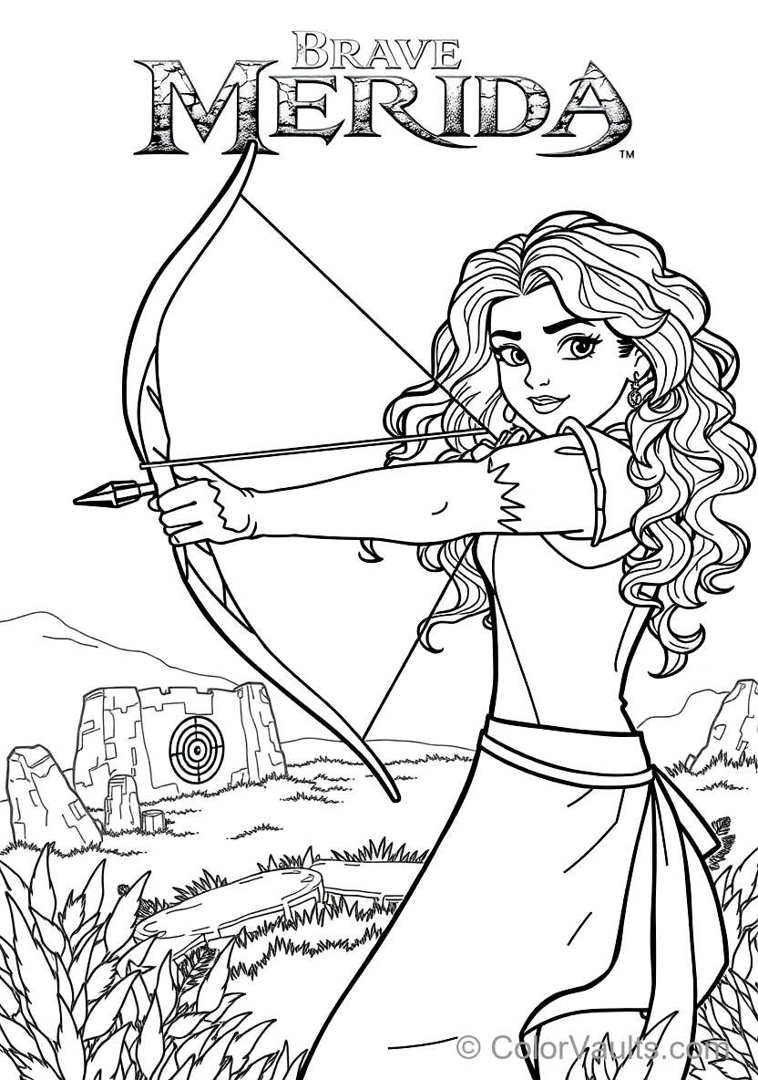 Princess Merida Drawing Her Recurve Bow Aiming at (Scene 15)