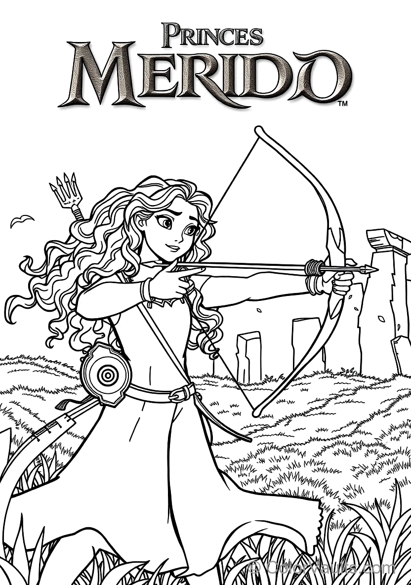 Princess Merida Drawing Her Recurve Bow Aiming at (Scene 16)